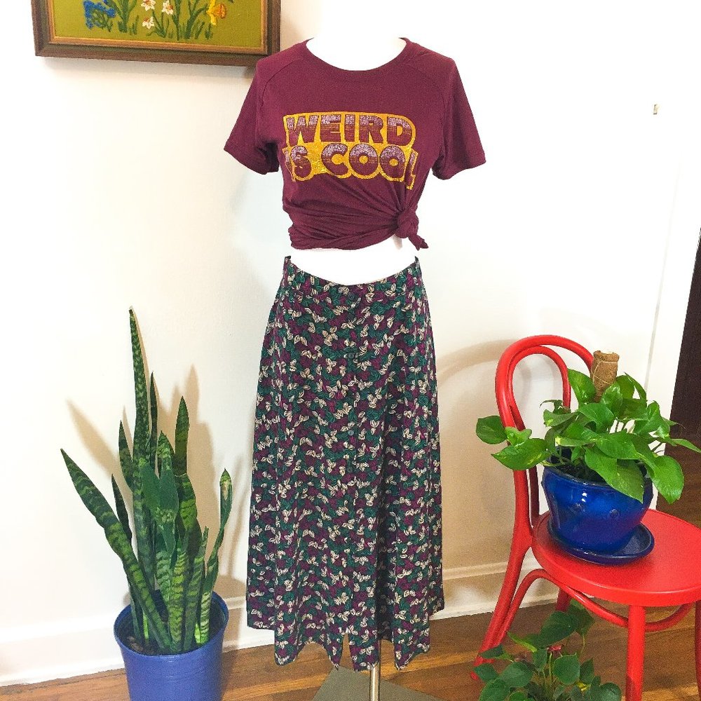 "The Monica" Vintage 80's/90's Black Print Skirt